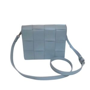 Expressions NYC Light Blue Woven Faux Leather Crossbody Bag Purse Small‎